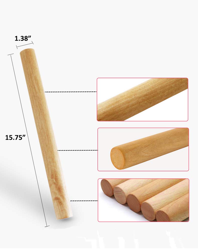 IELEK Non-stick Rolling Pin Wood Dough Roller Classic for Baking Cookie Pastry Pizza - Image 2